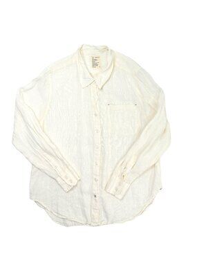 For Days Linen Button Front Long Sleeve Shirt in White